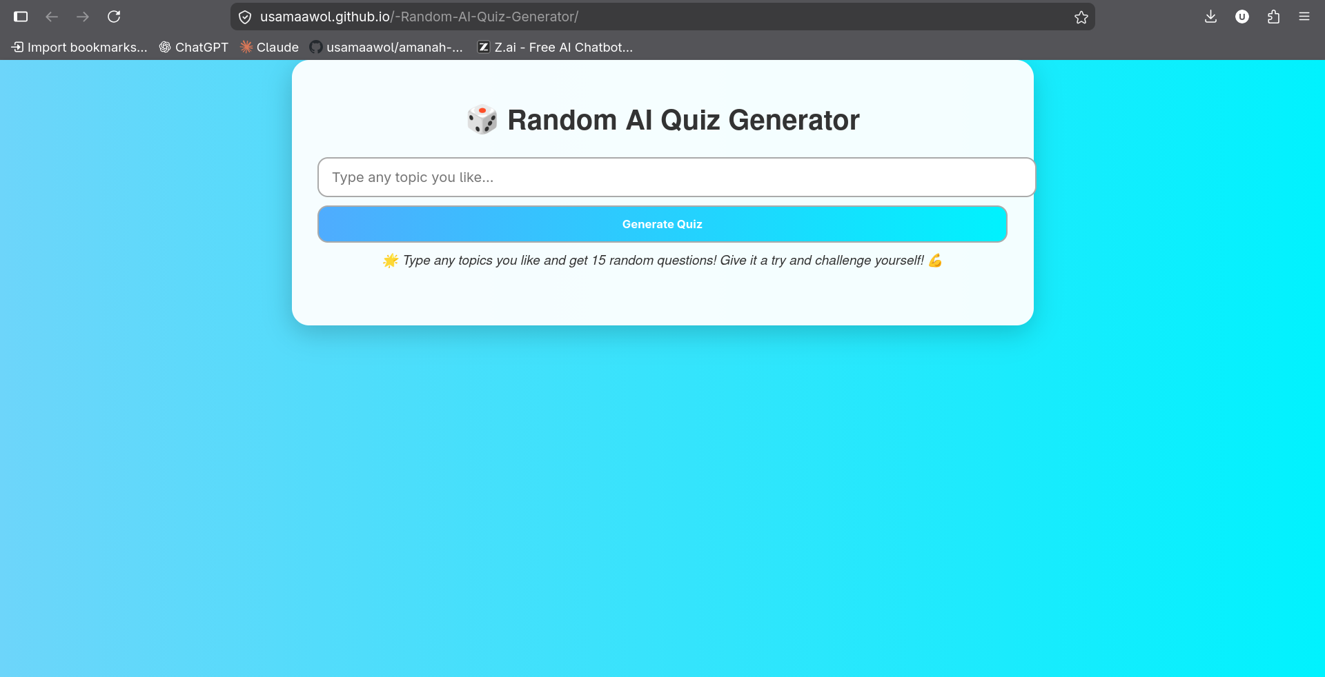 Random AI Quiz Generator